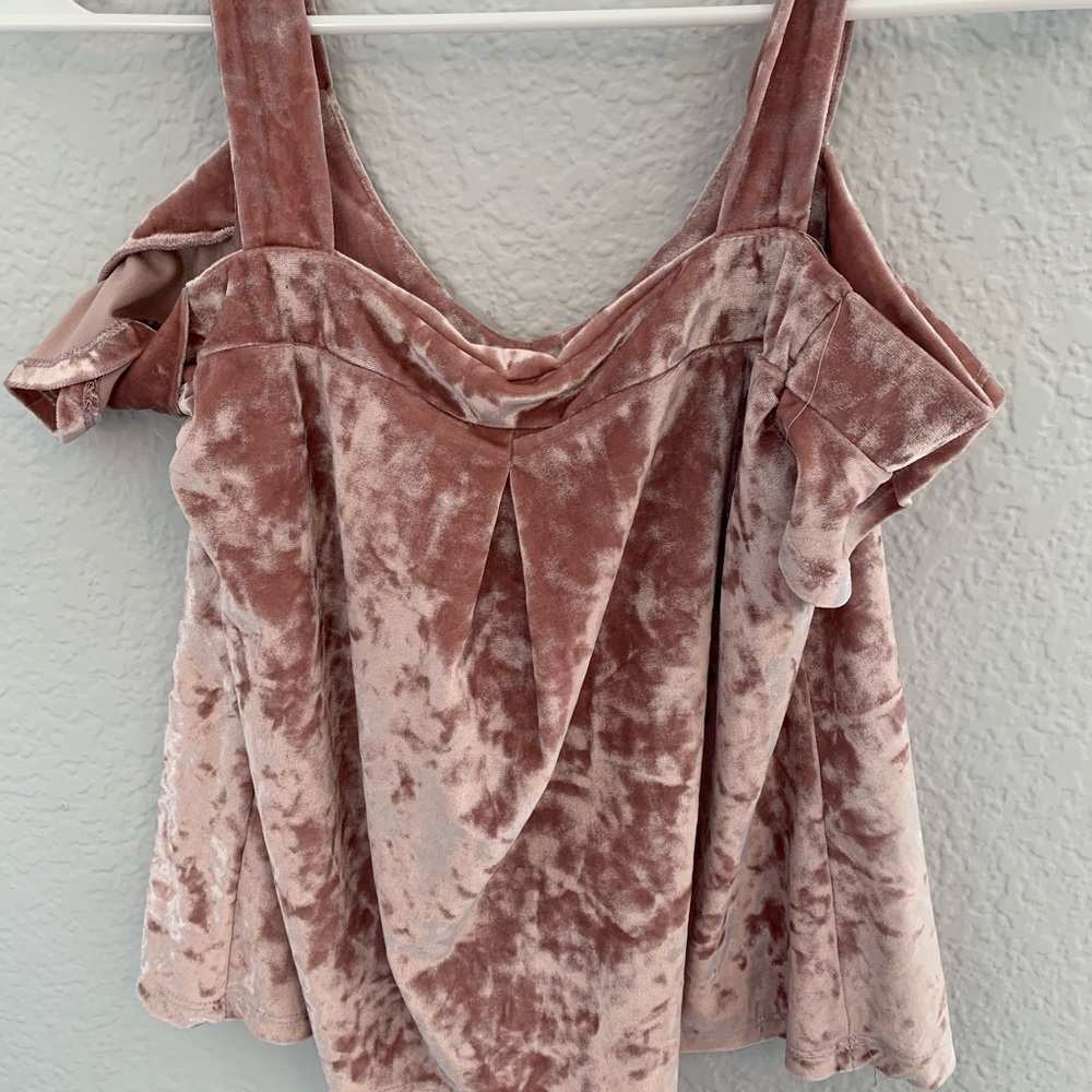 velvet pink cold shoulder top